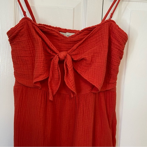 Anthropologie Gauze Wide Leg Romper Jumpsuit Bow Tie Front Medium - Picture 3 of 9